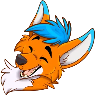 😄 ba0eae84 Furry, Zorro, Animal, Naranja, Azul, Dibujo animado, Sonriendo, Feliz whatsapp sticker