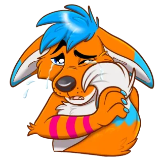 😭 c1df083e llorando, triste, zorro, antropomórfico, dibujos animados, pegatina, lágrimas, molesto whatsapp sticker