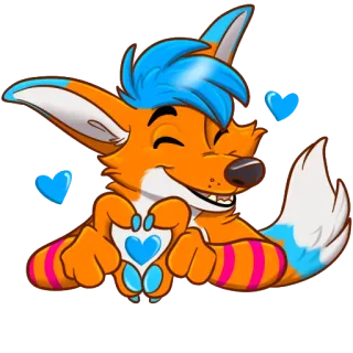 ❤ ecd02222 furry, animal, zorro, corazón, amor, dibujos animados, lindo whatsapp sticker