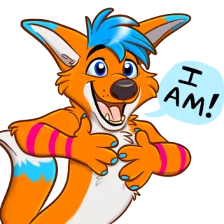 ✔ fc2bbe61 I AM! Furry, Zorro, Dibujos animados, Animal, Lindo, Personaje whatsapp sticker