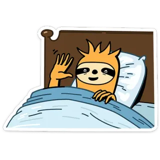 👋 370a071a kukang, tempat tidur, tidur, kartun, salam, imut, hewan telegram sticker