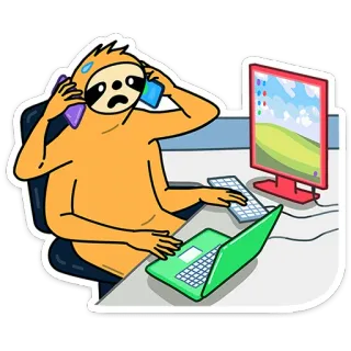 😤 a3451627 kukang, kantor, kerja, stres, kartun, binatang, komputer, sibuk telegram sticker