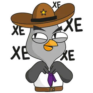 😈 011bc6ec chim, hoạt hình, cảnh sát trưởng, mũ, miền tây, động vật, nhân vật telegram sticker