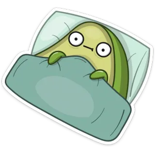 😴 a51abe44 abacate, sono, desenho animado, comida, fofo, cama, travesseiro telegram sticker