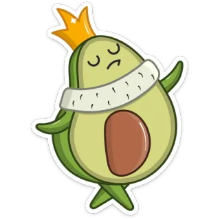 👸 da9607af abacate, rei, coroa, desenho animado, comida, fruta, fofo telegram sticker