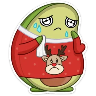 😭 993f2986 alpukat, natal, rusa kutub, sedih, menangis, stiker, kartun whatsapp sticker