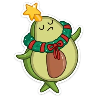 👸 f61af00f alpukat, natal, kartun, imut, liburan, bintang, karangan bunga, meriah whatsapp sticker