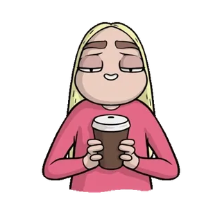 ☕ 166a2986 만화, 여자, 커피, 음료, 여가, 스티커 telegram sticker