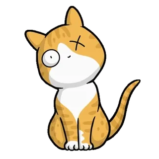 🐱 b243854b 고양이, 새끼 고양이, 애니메이션, 만화, 외눈, X 눈, 주황 고양이, 귀여운, 반려동물 telegram sticker