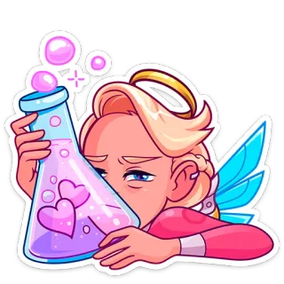 🧪 04952e0d pegatina, ángel, poción, amor, corazones, alas, frasco, mágico telegram sticker