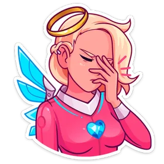 🤦‍♀️ 1f929699 Mercy Overwatch ángel, videojuego, rubia, Overwatch, decepcionado, Mercy, personaje, alas telegram sticker