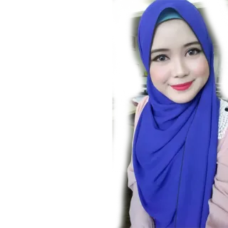 ☺️ 9ed05003 ผู้หญิง, ฮิญาบ, ภาพเหมือน, สีน้ำเงิน, ผ้าพันคอ whatsapp sticker