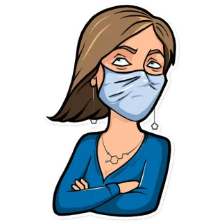 🙄 1ffd0d70 wanita, masker wajah, masker, kartun, perempuan, potret, orang telegram sticker