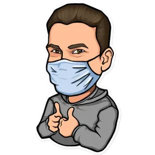 👍 b6d78cfe masker, kartun, avatar, jempol ke atas, kesehatan, keamanan telegram sticker