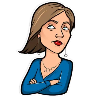 🙄 d3c56bcd wanita, kartun, perhiasan, kalung, potret, tangan menyilang telegram sticker