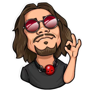 👌 d4473b76 kartun, pria, kacamata hitam, kalung, humor, karakter, tanda ok telegram sticker