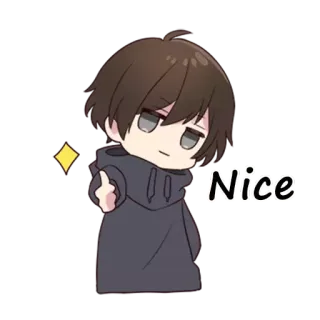 👍 92982921 Nice Anime, Chibi, Mignon, Garçon, Pouce levé, Bien telegram sticker