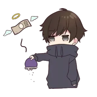 🤕 b9da0a28 argent, dessin animé, anime, personnage, portefeuille, espèces telegram sticker