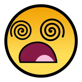 ๐ต f611d166 emoji, dizzy, spiral eyes, expression, yellow, shocked telegram sticker