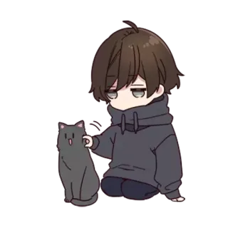 😺 13554f32 Anime, Kot, Chłopiec, Chibi, Słodki, Zwierzę telegram sticker
