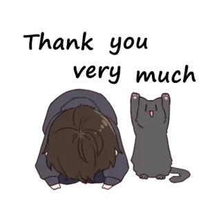 👍 6c276384 Thank you very much dziękuję, wdzięczność, kot, ukłon telegram sticker