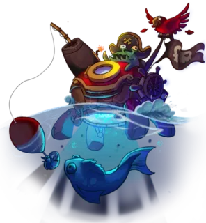 🕵 5a08125f pirate, tortue, bateau, sous-marin, poisson, mer, fantaisie telegram sticker