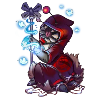 🦋 84a4e32b capuche, bâton, monstre, fantastique, créature, magie telegram sticker