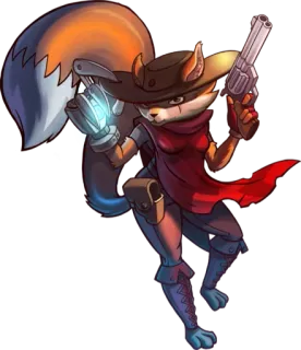 😫 b111c4df renard, cowboy, pistolet, western, animal, magie telegram sticker