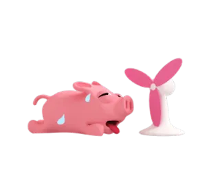 😅 a8cf68cb pig, sweating, hot, fan, cartoon, animal whatsapp sticker