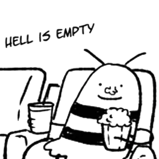 😶 3fb9dd22 HELL IS EMPTY 漫画, 映画, ポップコーン, 地獄, 空, 飲み物, 座る telegram sticker