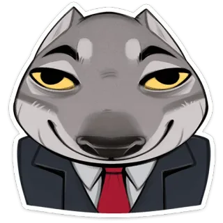 🐺 e769f990 chó sói, hình người, động vật, bộ đồ, cà vạt, nhân vật, phim hoạt hình telegram sticker