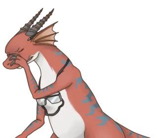 😤 4fa79723 ящерица, грустный, плачущий, антропоморфный, оранжевый, монстр telegram sticker