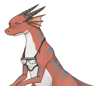 😔 aa141d90 ящерица, антро, подводное снаряжение, рептилия telegram sticker