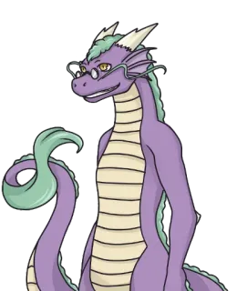 😃 635c7217 naga, kacamata, fantasi, kartun, reptil telegram sticker