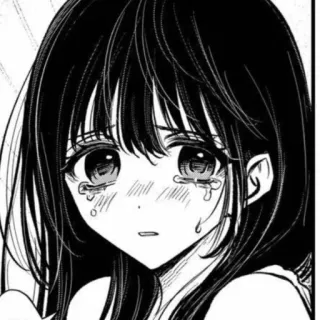 😞 03278344 anime, manga, crying, sad, girl, black and white whatsapp sticker