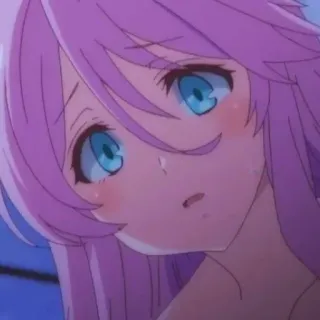 😟 134a5c2a anime, girl, purple hair, blue eyes, cute, portrait whatsapp sticker