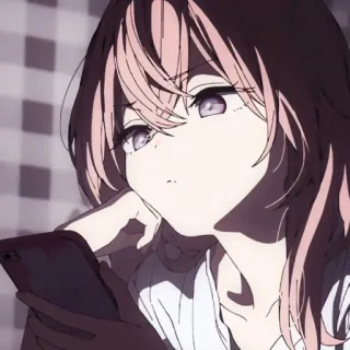 🧐 3b418151 anime, girl, phone, portrait, illustration whatsapp sticker