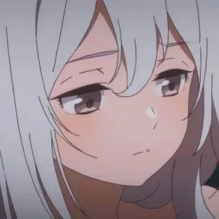 😟 40aa7940 anime, girl, white hair, sad, portrait, cartoon whatsapp sticker