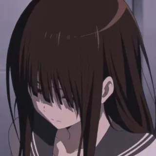 😞 47ee07a0 anime, sad, girl, school uniform, brunette whatsapp sticker