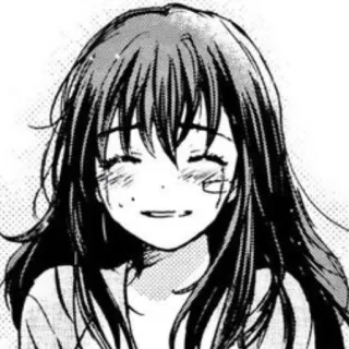 🥲 91b789a8 anime, manga, girl, smiling, happy, portrait, black and white whatsapp sticker
