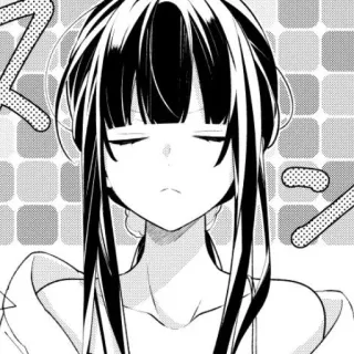 😑 a42b5b46 スマン anime girl, manga, black and white, closed eyes whatsapp sticker