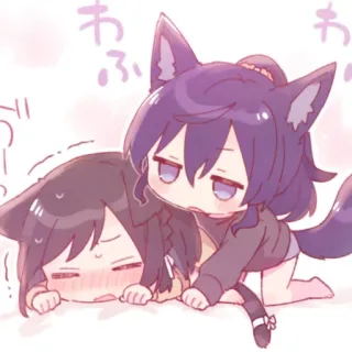 ❤️ b4416cc8 わふわふ anime, chibi, catgirl, cute, kawaii, neko whatsapp sticker