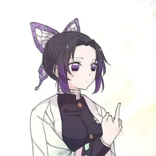 🦋 a5ca7544 Shinobu Kocho Demon Slayer アニメ, 鬼滅の刃, 胡蝶しのぶ, 中指, 侮辱的ジェスチャー telegram sticker