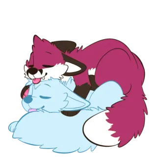 💕 00fde82e 동물, 여우, 개, 귀여운, 만화, 친절한, 털, 자는 telegram sticker