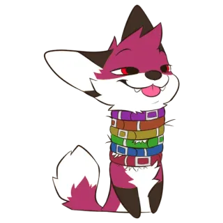 😝 09ec6dff 여우, 동물, 만화, 귀여운, 보라색, 목걸이 telegram sticker