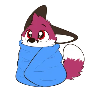 🥶 6b1b4c67 만화, 여우, 귀여운, 동물, 담요, 보라색, 털 telegram sticker