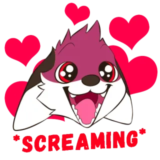 ❤️ ab1c8cba SCREAMING 개, 비명, 귀여운, 하트, 동물 telegram sticker