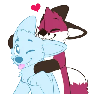 ❤️ b4badb9d 퍼리, 여우, 포옹, 사랑, 만화, 동물, 하트 telegram sticker
