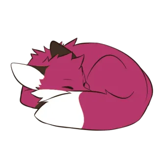 😴 bf1eba3b 여우, 자는, 동물, 귀여운, 털복숭이, 만화, 분홍색, 웅크린 telegram sticker