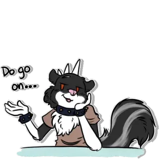 😏 4c3461e3 Do go on.... 스컹크, 만화, 동물, 웃긴, 빈정거리는, 기다리는 telegram sticker